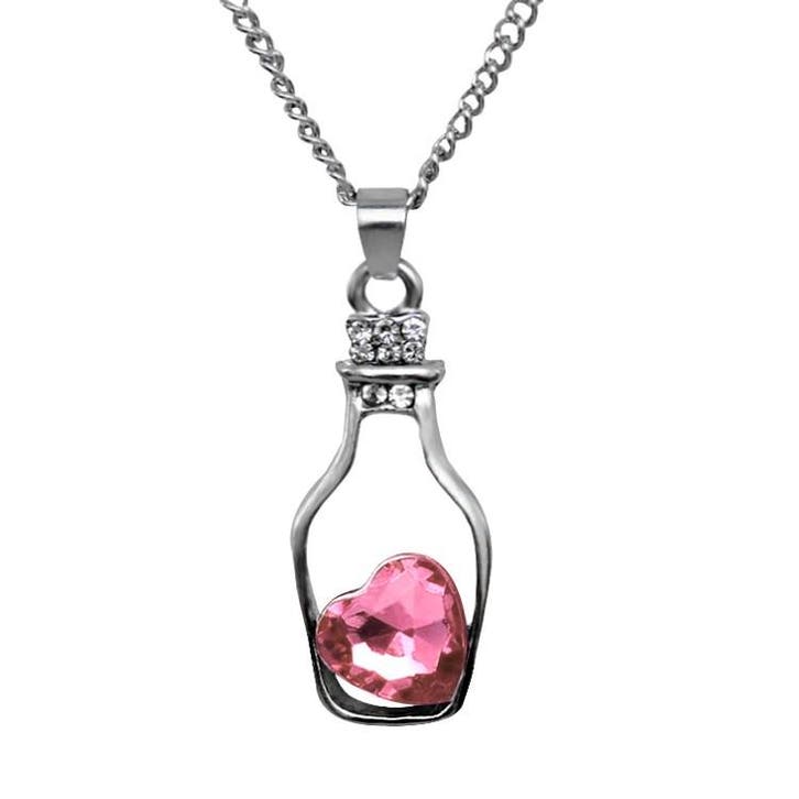 Fako Bijoux - Ketting - Fles Met Hart - Roze, Bijoux, Sacs & Beauté, Colliers, Envoi