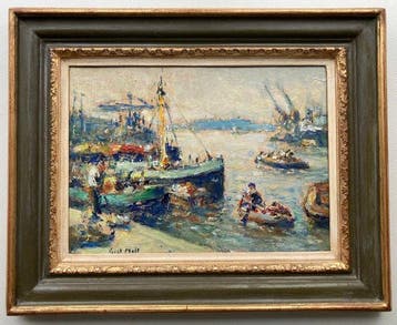 Evert Moll (1878-1955) - Bedrijvigheid in de haven, Antiek en Kunst