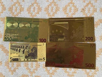 Wereld. Euro Banknoten Souvenir Scheine 4 pcs (Zonder, Postzegels en Munten