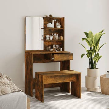 vidaXL Kaptafelset 74,5x40x141 cm gerookt eiken, Verzenden, Nieuw