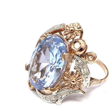Zonder minimumprijs - Ring - 9 kt. Roségoud, Zilver Spinel -, Nieuw