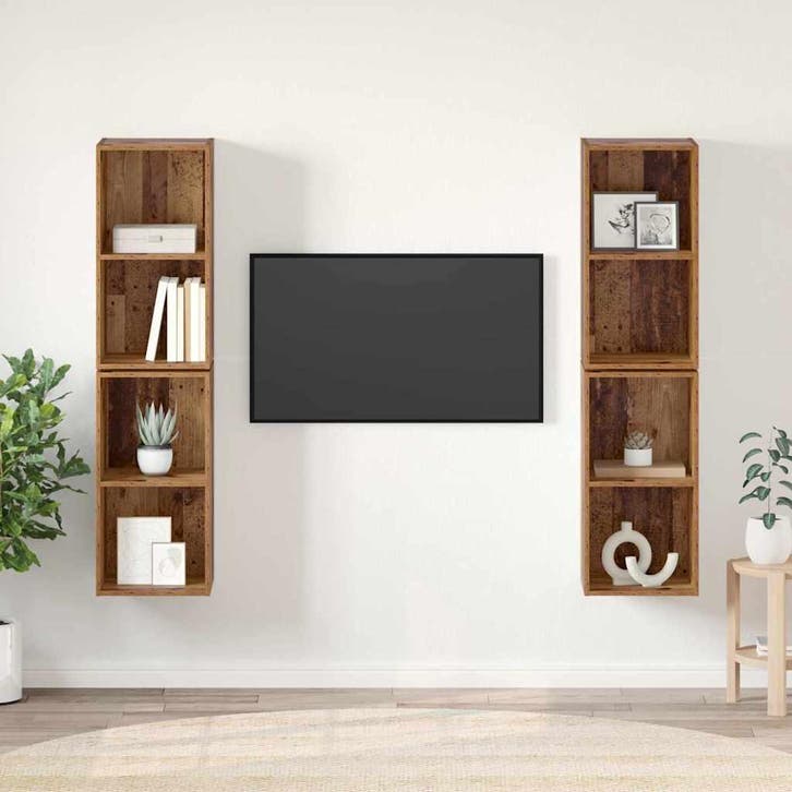 vidaXL Tv-meubelset 4 pcs Oud Hout 37 x 37 x 72 cm Bewerkt, Huis en Inrichting, Kasten |Televisiemeubels, Nieuw, Verzenden