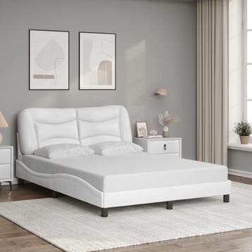vidaXL Bedframe zonder matras Hvar kunstleer wit 120x200, Huis en Inrichting, Verzenden, Nieuw