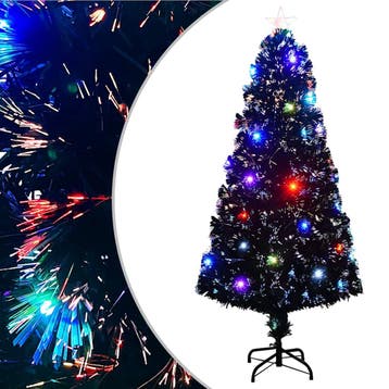 vidaXL Voorverlichte kerstboom met standaard en LED 150 cm, Verzenden