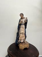Sculpture, Antica madonna - 35 cm - Faïence, Verre, Bois -