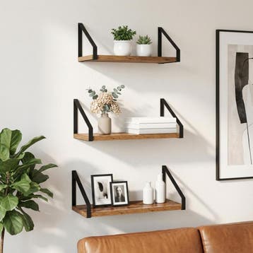 vidaXL Wandplanken 3 st Oud hout 40 x 16 x 15,5 cm, Verzenden, Nieuw