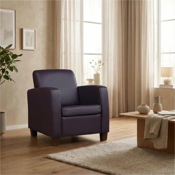 Leren fauteuil Joy - Toledo Merlin (donkerpaars) - Poten, Maison & Meubles, Ophalen of Verzenden
