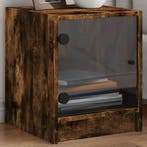 vidaXL Nachtkastje met glazen deur 35x37x42 cm gerookt, Huis en Inrichting, Slaapkamer | Nachtkastjes, Verzenden, Nieuw
