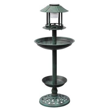 vidaXL Vogelbad/voederhuisje met solarverlichting, Verzenden