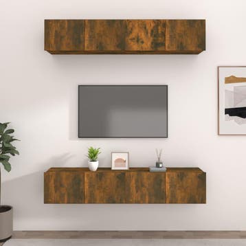 vidaXL Tv-meubelen 4 st 80x30x30 cm bewerkt hout gerookt, Verzenden, Nieuw