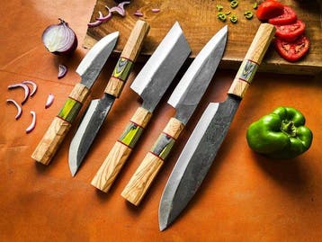 Keukenmes - Kitchen knife set - Handgemaakt Pakka-hout en