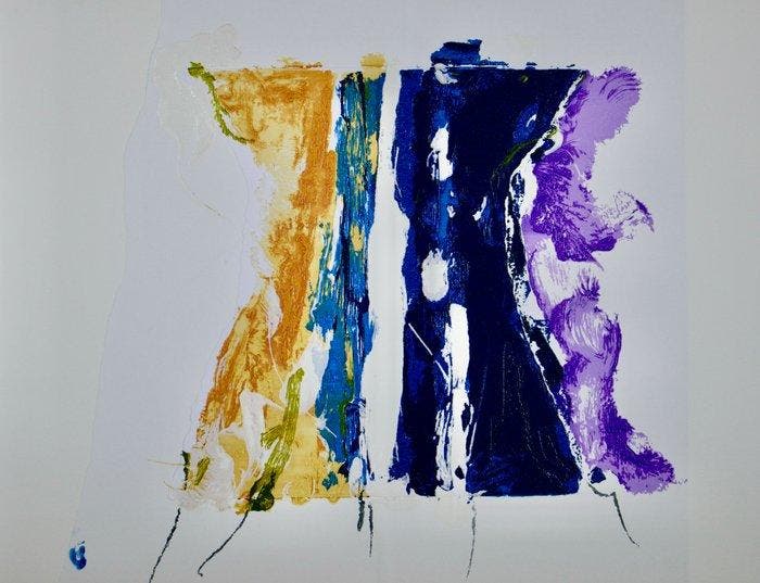 Mario Schifano (1934-1998) - Paesaggio Anemico con Viola, Antiek en Kunst, Antiek | Overige Antiek