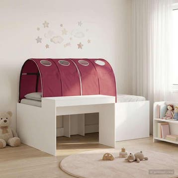 vidaXL Kinderhoogslaper met bureau 3 st Wit en Rood Bewerkt, Huis en Inrichting, Verzenden, Nieuw