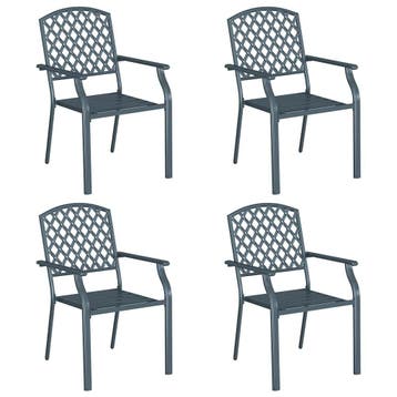 Tuinstoel 4-set: stapelbaar & strak. Tweede kansje!, Tuin en Terras, Verzenden, Gebruikt, Metaal, Stapelbaar