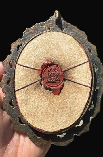 Reliekhouder - Brons, Glas, Textiel - 1850-1900 - Het
