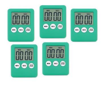 Set van 5 digitale timers, kookwekkers, alarmklokken groen, Verzenden, Nieuw