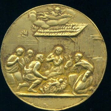 Einseitige Medaille Geburt Christi o J Religion:, Verzenden