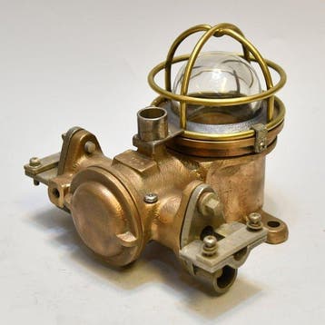 Lampe murale - Laiton, Verre, Bronze - Lampe à cage, Antiquités & Art