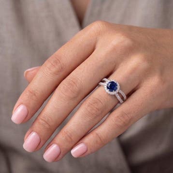 Zonder minimumprijs - Ring Zilver Saffier, Handtassen en Accessoires, Ringen, Nieuw