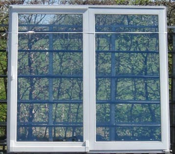 merbau houten schuifraam , pui , schuifdeur  244 x 228, Gebruikt, 225 cm of meer, Ophalen of Verzenden, Inclusief glas