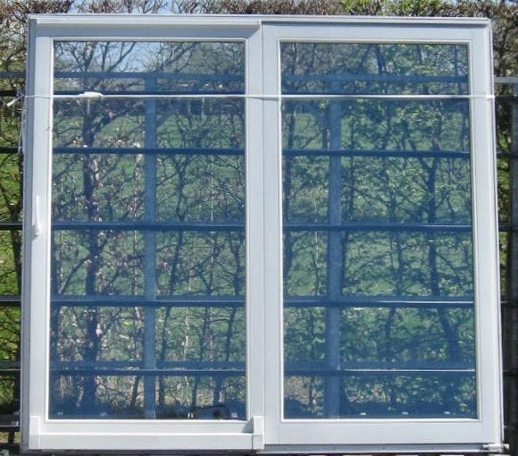 kip/schuifraam , pui , schuifpui , schuifdeur 244 x 228, Doe-het-zelf en Bouw, Raamkozijnen en Schuifdeuren, Inclusief glas, Gebruikt