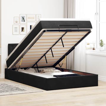 vidaXL Bed poef met matras en LEDs 120x190 cm fluweel zwart, Verzenden