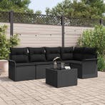 vidaXL Tuinbank Set met kussen met opslag 6 pcs Zwart Poly, Verzenden