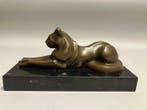sculptuur, Reclyning Cat - 14 cm - Brons