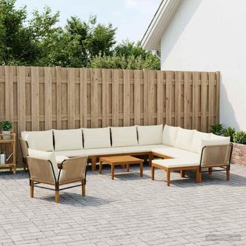 vidaXL 12 st Massief acaciahout & touw Naturel, Verzenden