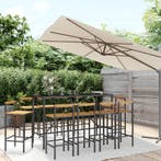 vidaXL 11-delige Tuinbarset poly rattan en massief, Tuin en Terras, Verzenden, Nieuw