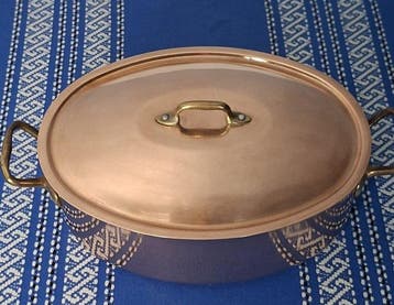 Braadpan - koper met tinlaag, Antiek en Kunst