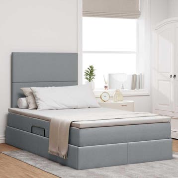 vidaXL LED opbergbed met matras Lichtgrijs 120 x 200 cm Stof, Verzenden