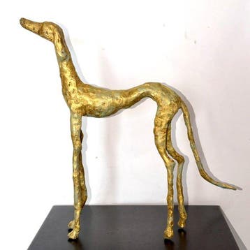 Abdoulaye Derme - Sculpture, Chien Lévrier élancé - 33.5 cm