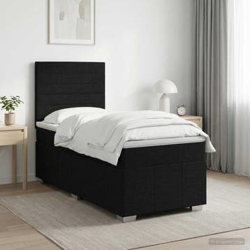 vidaXL Boxspringbed met matras met hoofdeinde Zwart 90 x 200, Verzenden