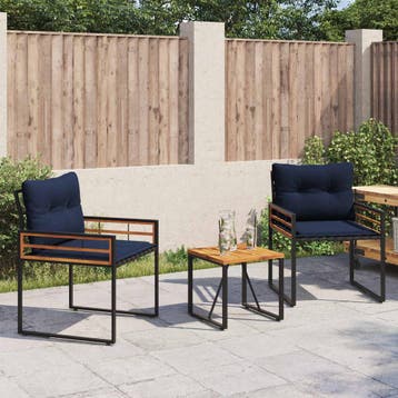 vidaXL Buitenmeubels set 3 st Marineblauw, Verzenden, Nieuw