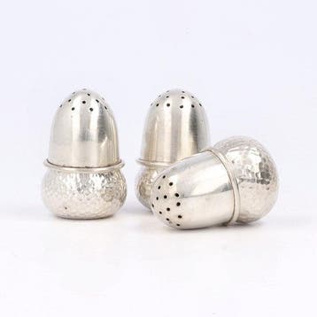 Strooier - Zout- en pepervaatjes (3) - Eikel - .830 zilver
