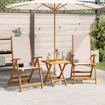 Opklapbare stoelen, massief acaciahout & textilene. Duurz..., Tuin en Terras, Verzenden, Zo goed als nieuw, Hout, Inklapbaar