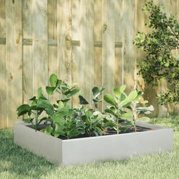 vidaXL Plantenbak verhoogd 100x100x33,5 cm roestvrijstaal, Verzenden, Nieuw
