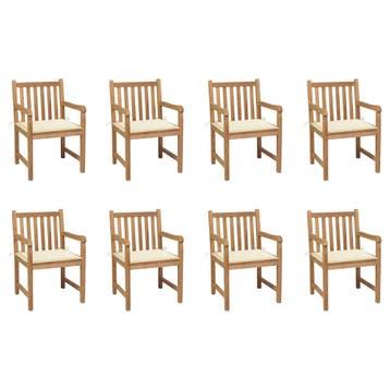 vidaXL Tuinstoelen 8 st met crèmekleurige kussens massief, Verzenden, Nieuw