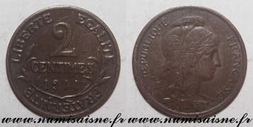 France Frankreich Km 841 2 Centimes 1911 Typ Dupuis, Postzegels en Munten, Verzenden, België