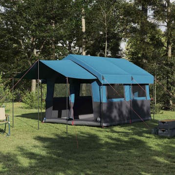 vidaXL Familietent 4-Persoons 4-persoons Blauw en Grijs, Verzenden, Nieuw