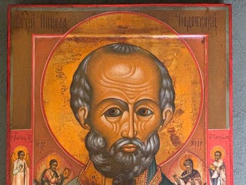 Icône - Saint Nicolas le Thaumaturge - Bois, Antiquités & Art