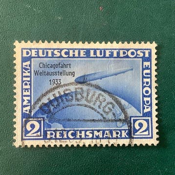Duitse Rijk 1933 - 2 Mark Chicagofarth - einwandfei gekeurd, Gestempeld