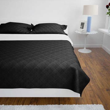 vidaXL Bedsprei gewatteerd dubbelzijdig 220x240 cm zwart/wit, Verzenden, Nieuw