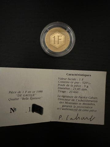 Frankrijk. Ve République. 1 Franc 1988 De Gaulle (2