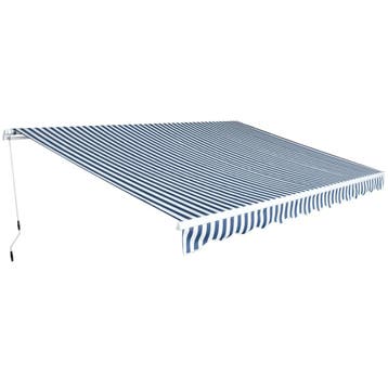 vidaXL Luifel handmatig uittrekbaar 450 cm blauw/wit, Verzenden