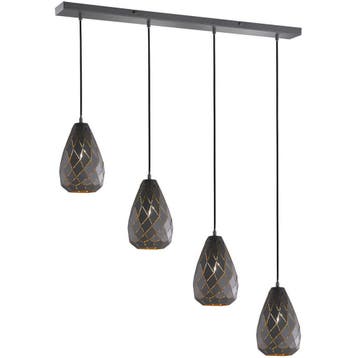 LED Hanglamp Trion Uno - 4-lichts Rond Mat Antraciet Alumini, Verzenden, Nieuw