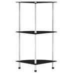 vidaXL Kastje 3-laags 30x30x67 cm gehard glas zwart, Verzenden, Nieuw
