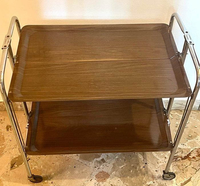 Chariot de service - Acier, Bois, Antiek en Kunst, Kunst | Designobjecten