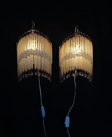 Wandlamp - Messing, Kristal, Glas - Italiaans, Antiek en Kunst